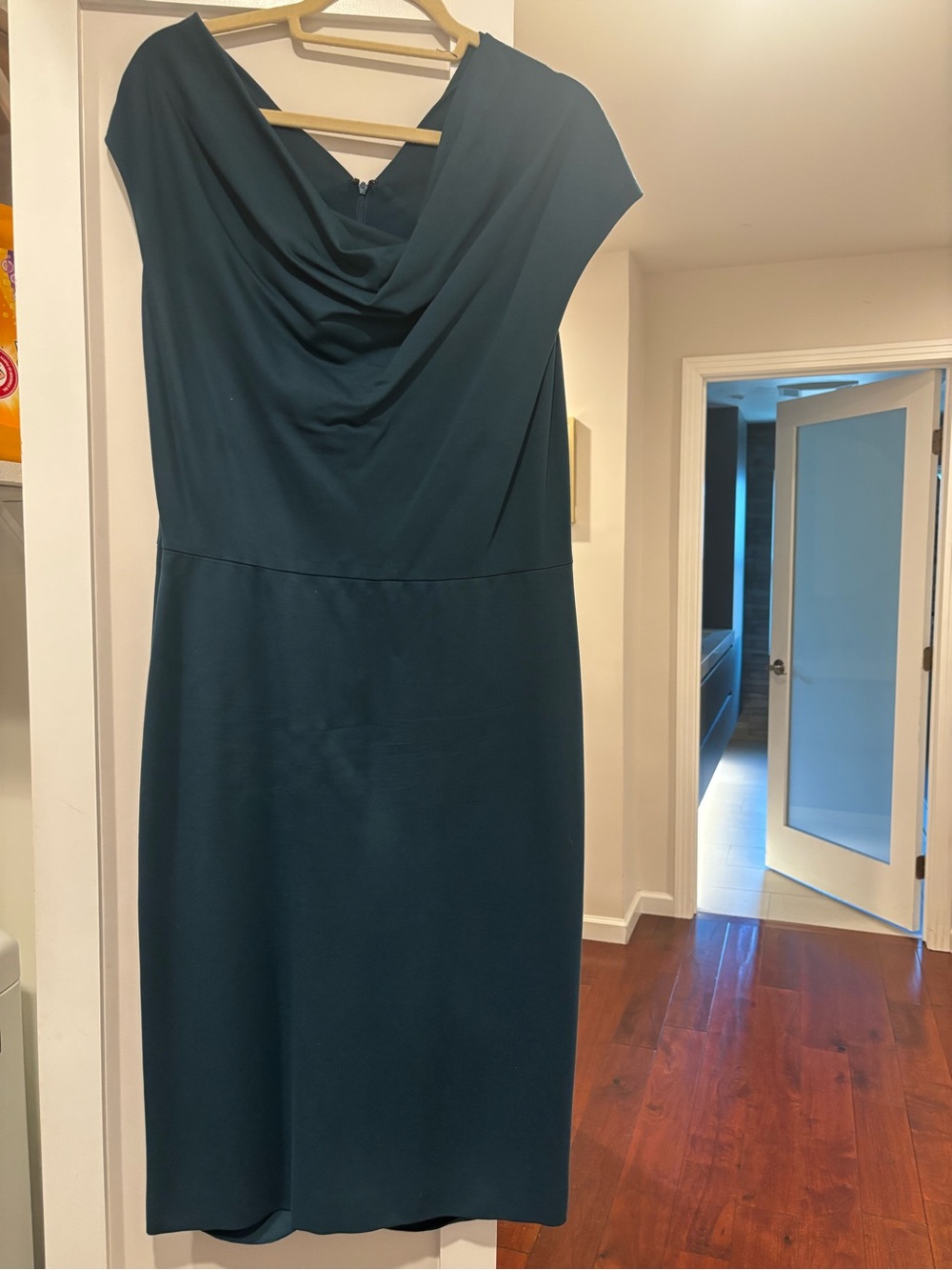 Vintage Beautiful Escada Teal Cowl Neck Midi Dress